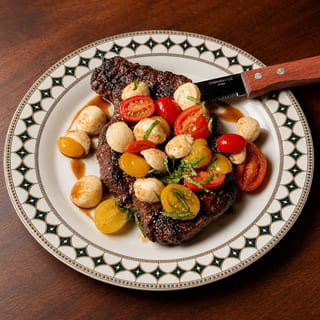 Grilled Ribeye Steak Caprese Style